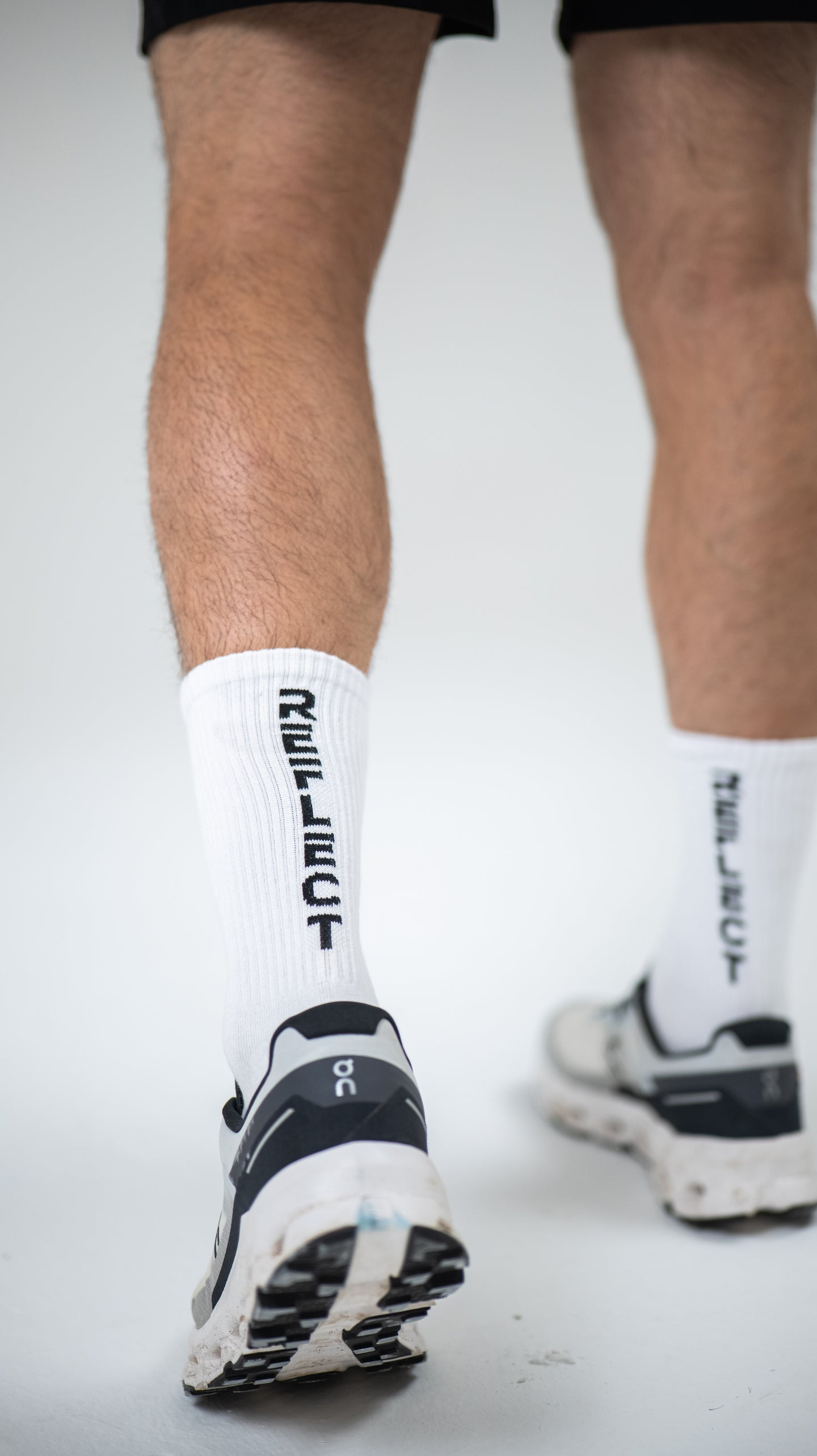 Vertical ribbed back sock - White